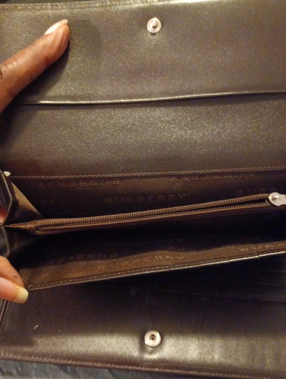 Vintage Burberry Haymarket Check Flap Wallet With knight & logo In brown trim.